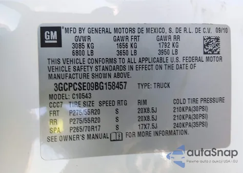 2011 Chevrolet Silverado 1500 Lt из США, поврежденный, VIN 3GCPCSE09BG158457